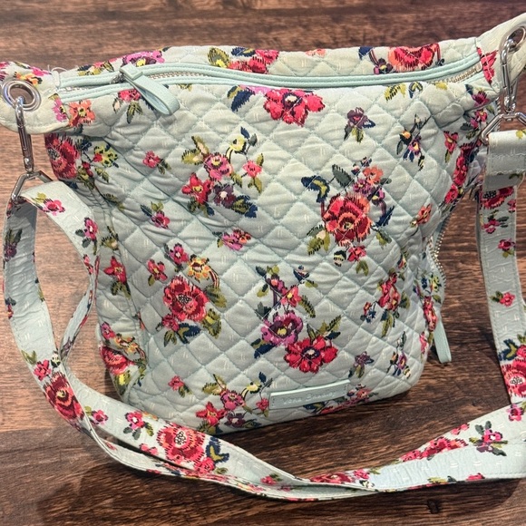 Vera Bradley Blue and Pink Crossbody Bag Quilted Floral - Picture 1 of 9